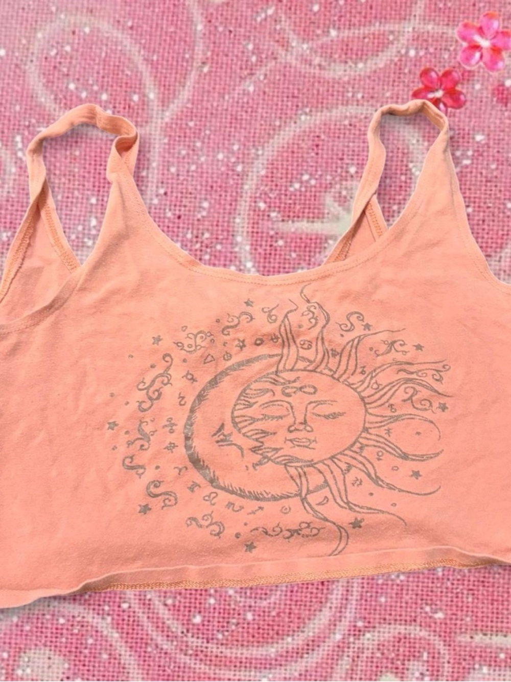 La Hearts Peach Sun & Moon Cropped Tank